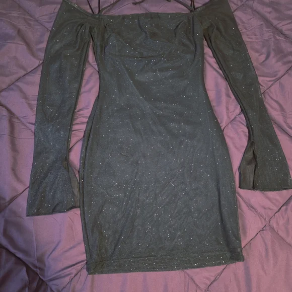 Windsor Navy Blue Off The Shoulder Short Dress - Picture 1 of 5